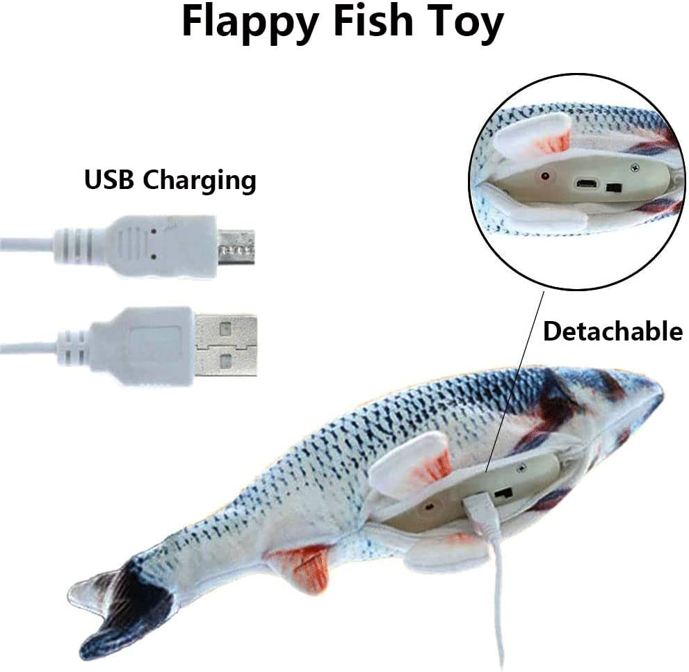 Giocattolo Elettrico Per Gatti Con Erba Gatta - 2 Pesci Mobili E Ricaricabili