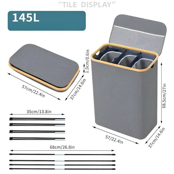 LaundryEase™ - Cesto portabiancheria con tre scomparti - immagine 6