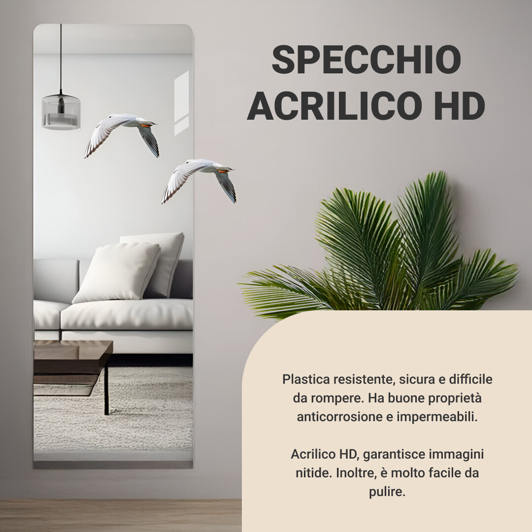 MirrorFlex™ specchio acrilico flessibile autoadesivo 120 x 40 cm - immagine 3