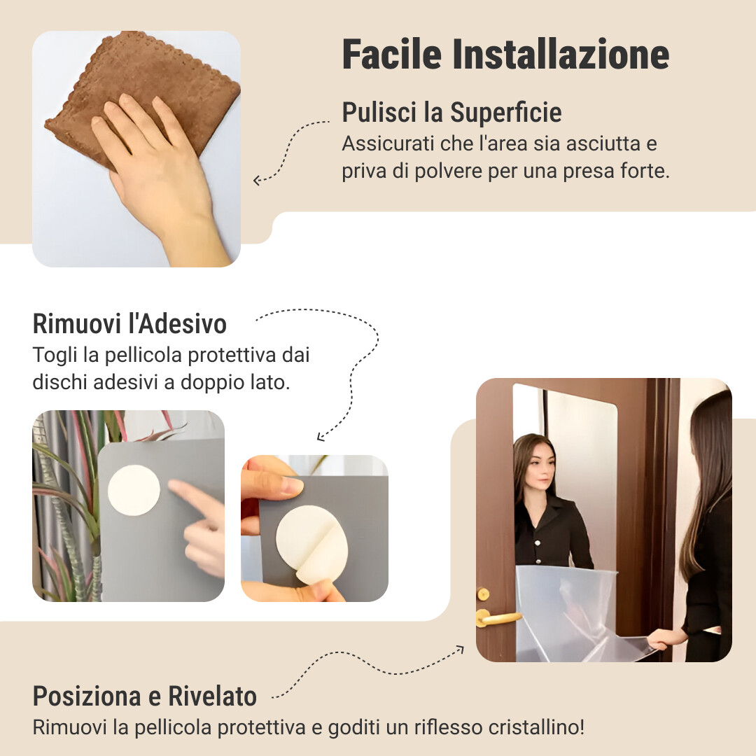 MirrorFlex™ specchio acrilico flessibile autoadesivo 120 x 40 cm - immagine 4
