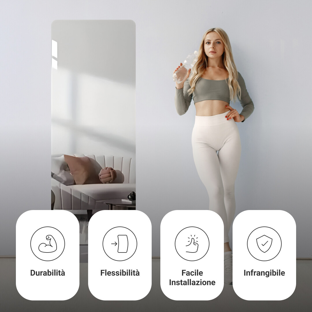 MirrorFlex™ specchio acrilico flessibile autoadesivo 120 x 40 cm - immagine 5