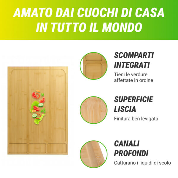 BambooCraft™ -  Tagliere in Bambù Extra Large con Gambe Rimovibili - immagine 3