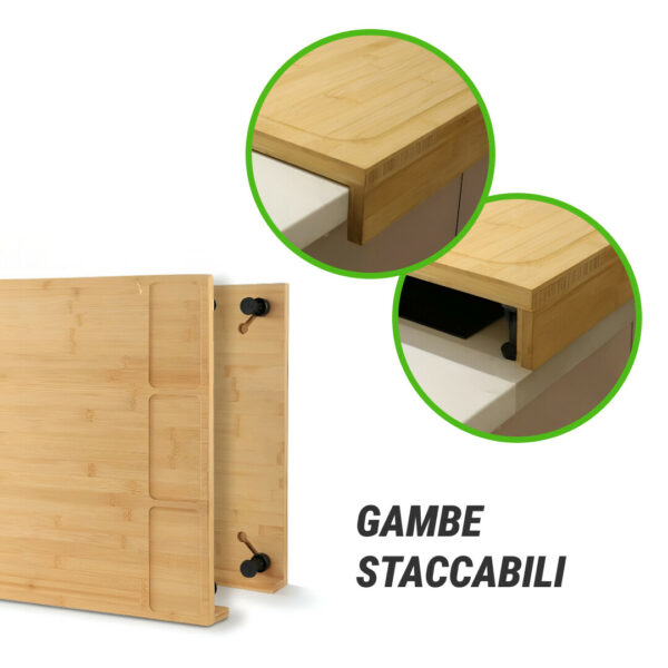 BambooCraft™ -  Tagliere in Bambù Extra Large con Gambe Rimovibili - immagine 5