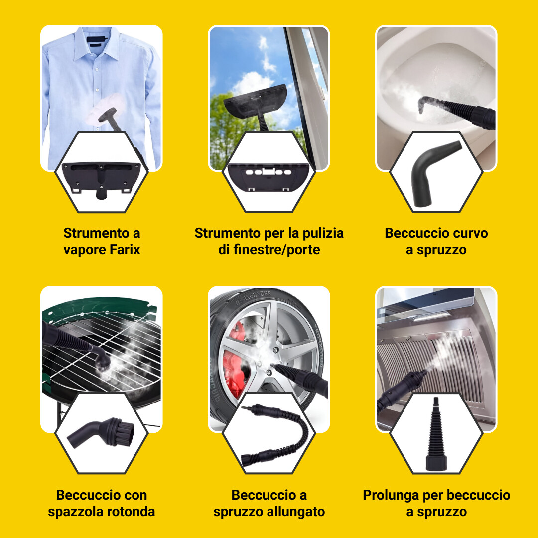 STEAMY® Vaporetto ad aria pressurizzata – Tutto in uno con 9 accessori esclusivi - immagine 4