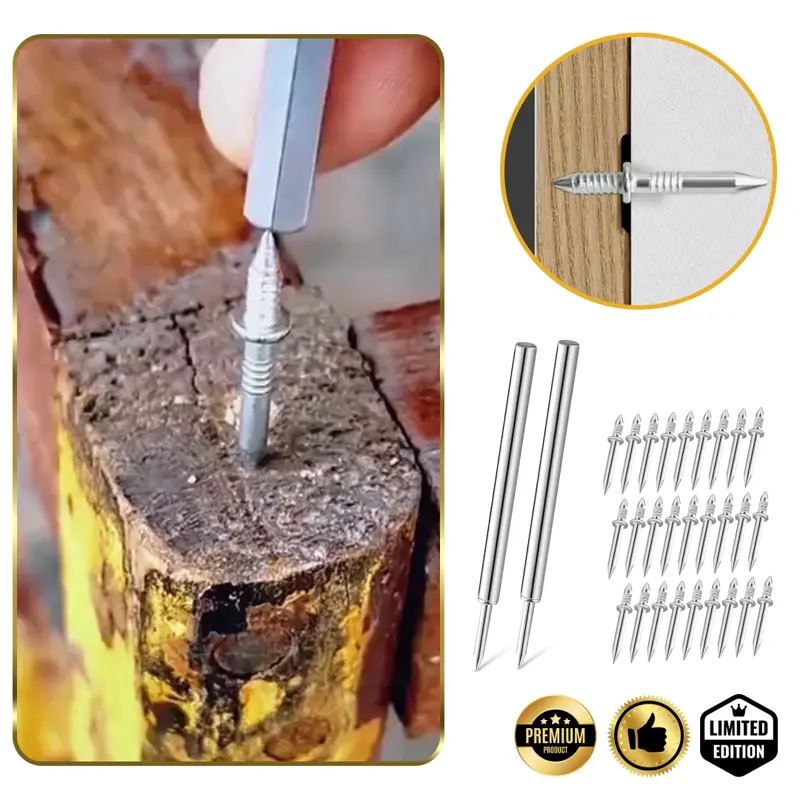 Naox™ - Set di 500 chiodi doppi per battiscopa con attrezzi