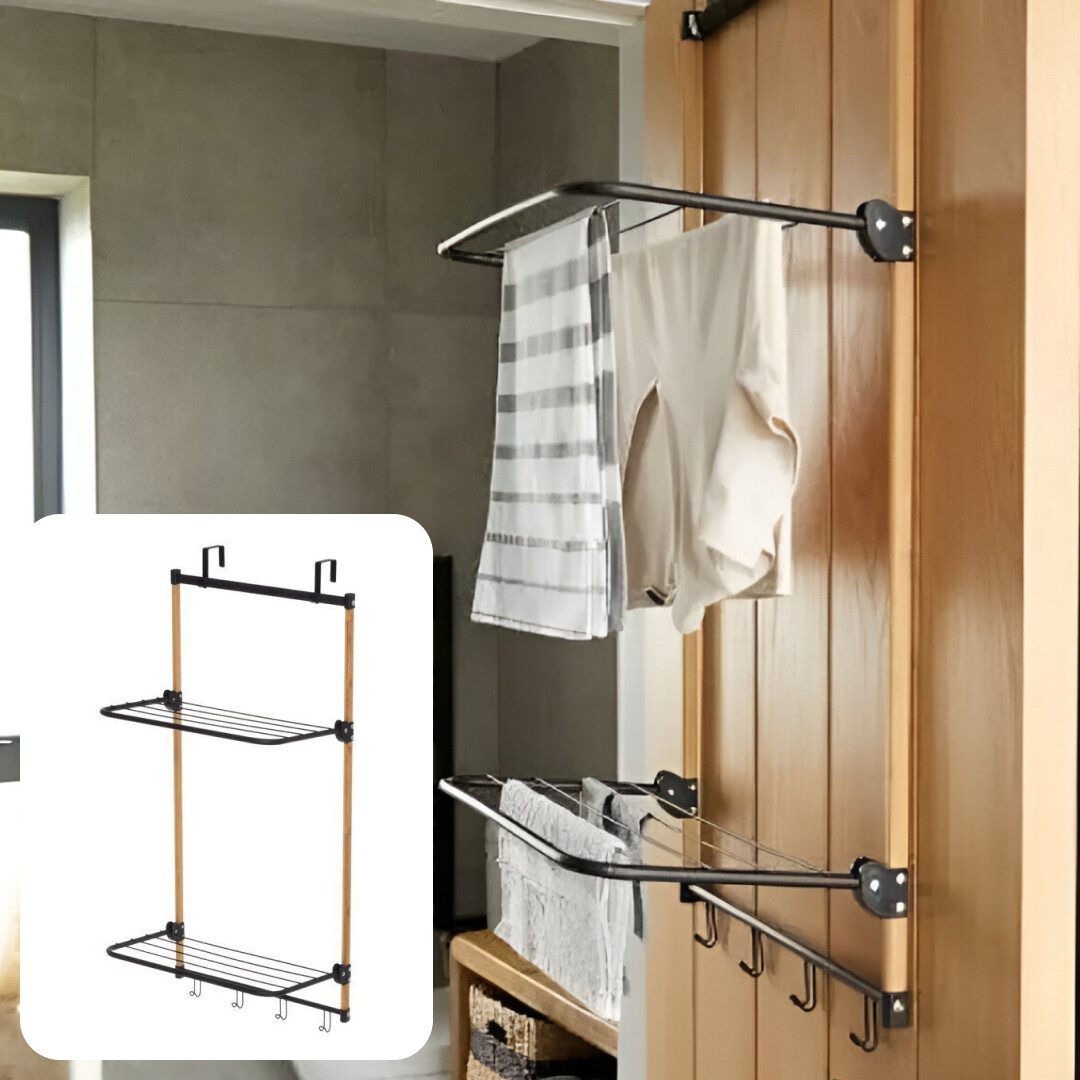 Hanrox™ – Stendibiancheria da Porta in Faggio e Acciaio