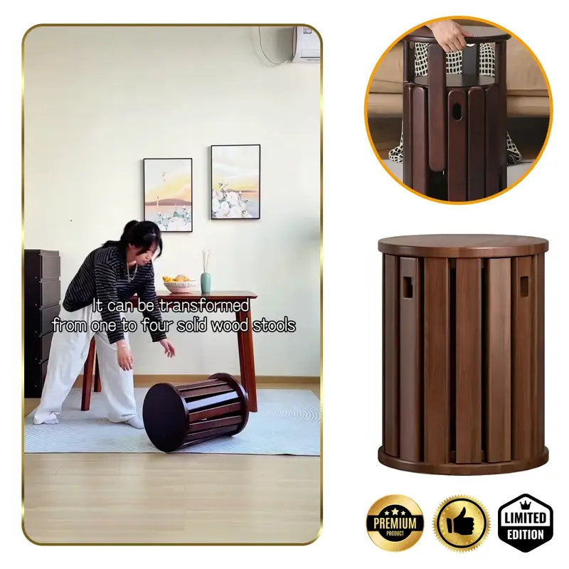 Quado™ - Tavolino multifunzione 4-in-1 in legno massello con sgabelli integrati