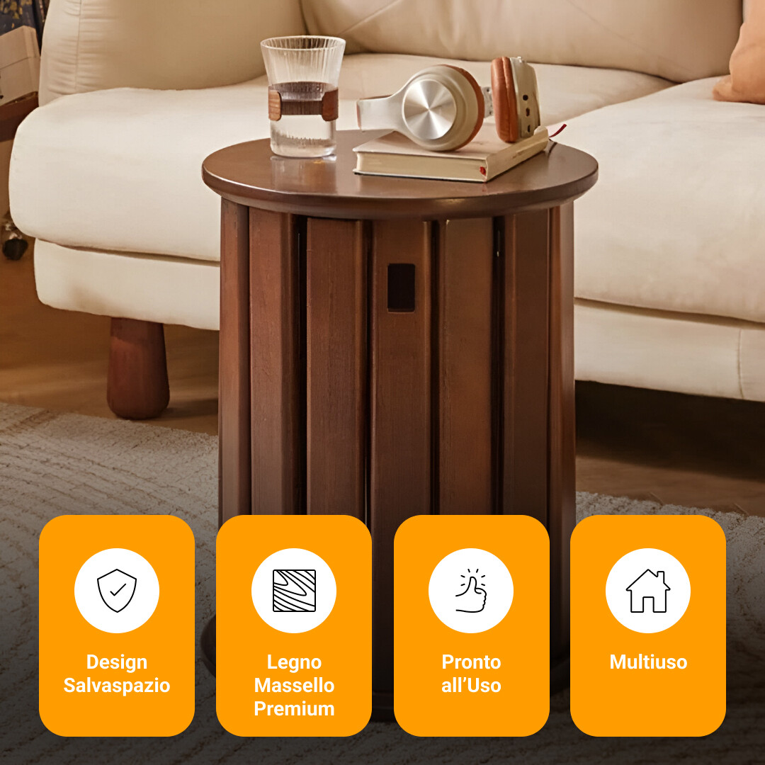 Quado™ - Tavolino multifunzione 4-in-1 in legno massello con sgabelli integrati - immagine 4